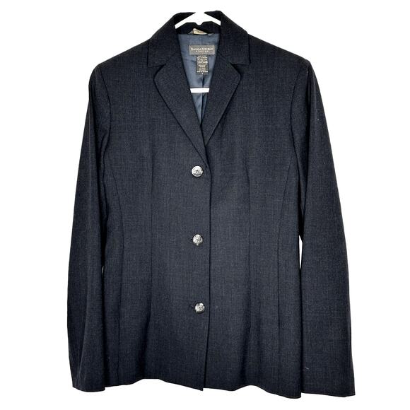Banana Republic Womans 2 Italian Stretch WOOL 3 Button Blazer Work Jacket Black - Picture 1 of 8